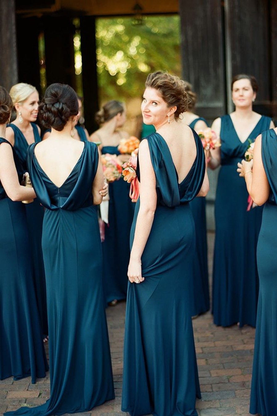 Homrain Mermaid V-Neck Long Bridesmaid Dress | Bridesmaid Dresses