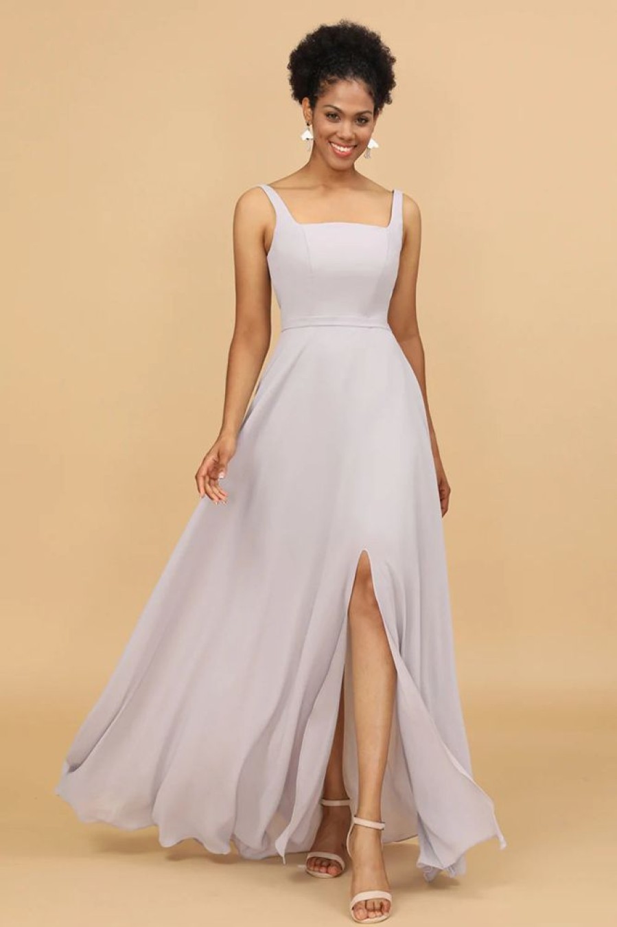 Homrain Square Neck Chiffon Bridesmaid Dress | Boho Bridesmaid Dresses