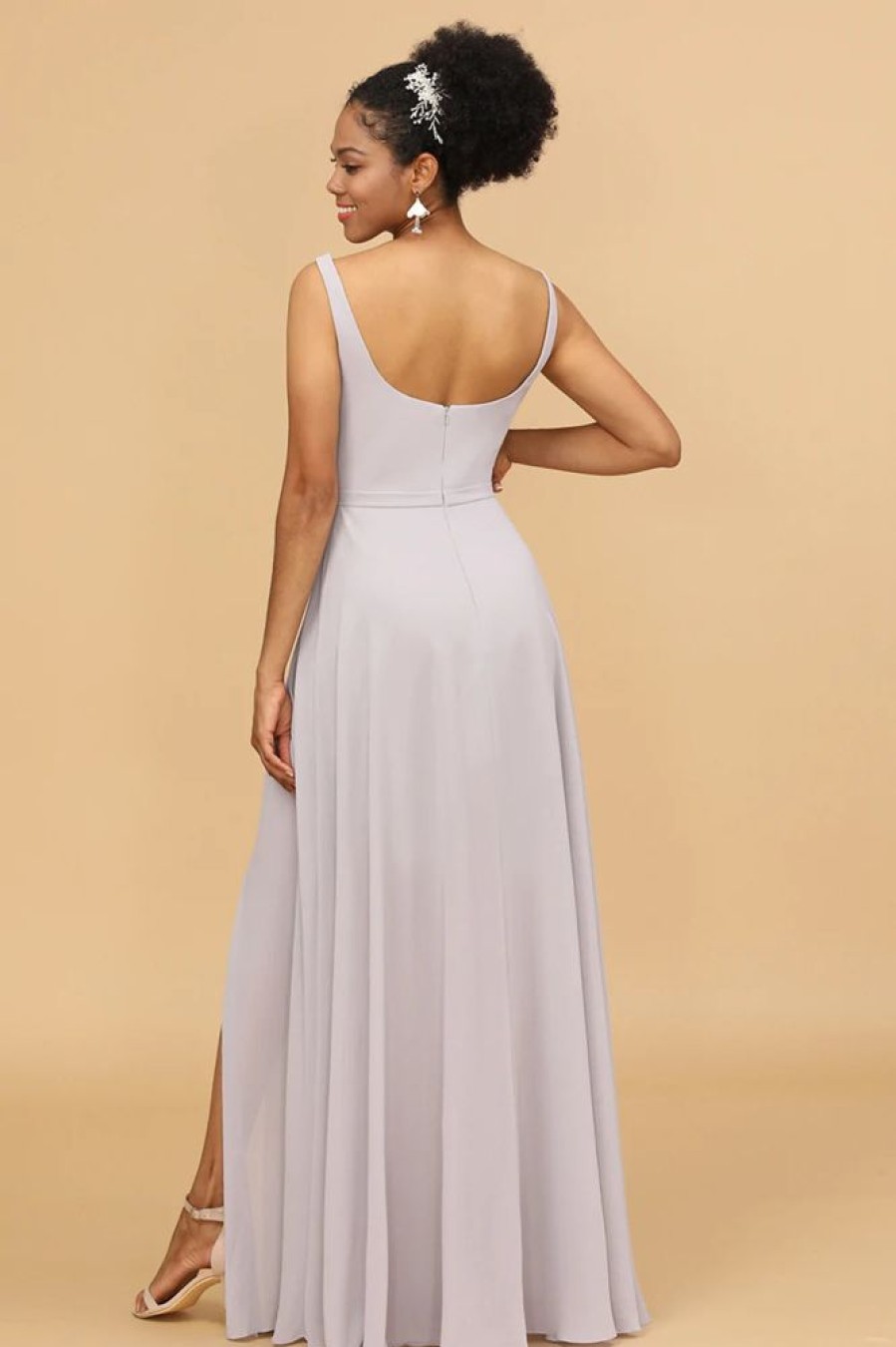 Homrain Square Neck Chiffon Bridesmaid Dress | Boho Bridesmaid Dresses