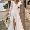 Homrain Lace Chiffon Trumpet Sleeve Boho Wedding Dress | Simple Wedding Dresses