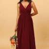 Homrain A-Line Chiffon Burgundy Bridesmaid Dress | Bridesmaid Dress Under 100