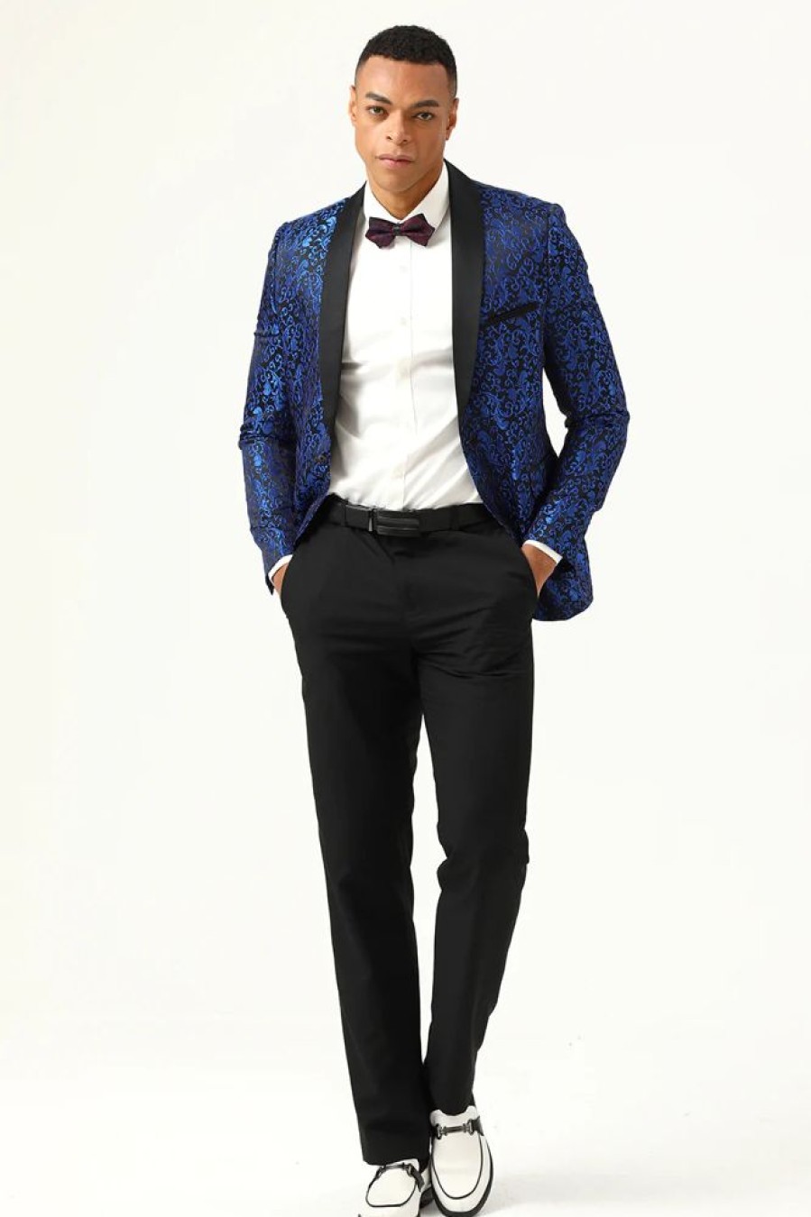 Homrain One Button Shawl Lapel Jacquard Men'S Prom Blazer | Men Blazers