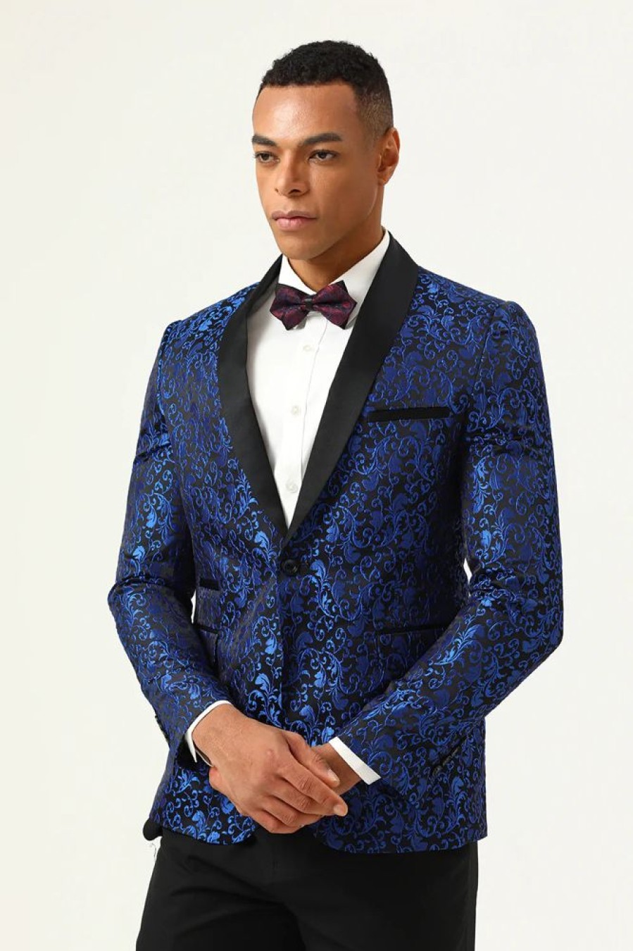 Homrain One Button Shawl Lapel Jacquard Men'S Prom Blazer | Men Blazers