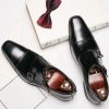 Homrain Monk Strap Men'S Leather Slip-On Dress Shoes | Men'S Shoes