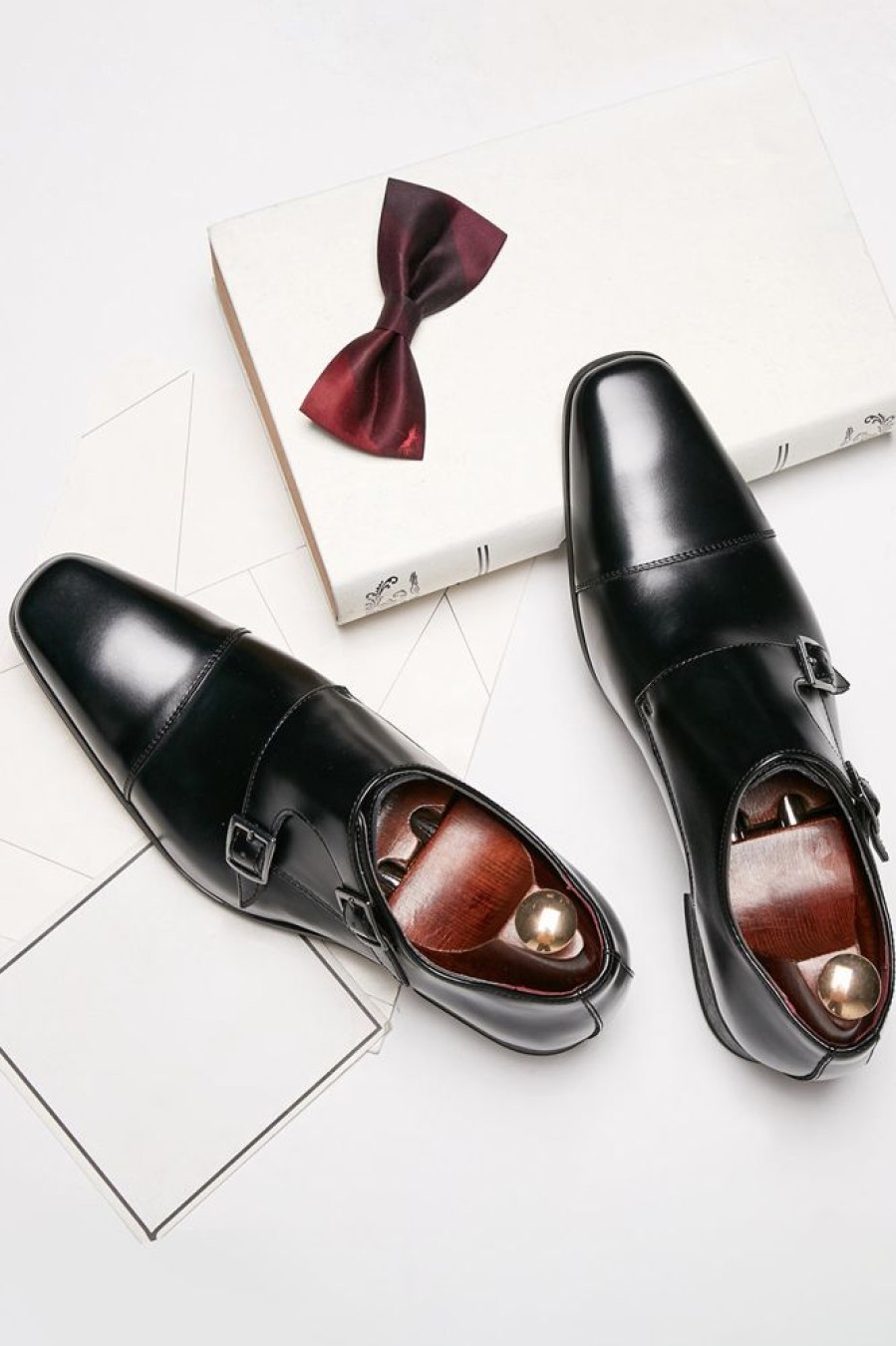 Homrain Monk Strap Men'S Leather Slip-On Dress Shoes | Men'S Shoes