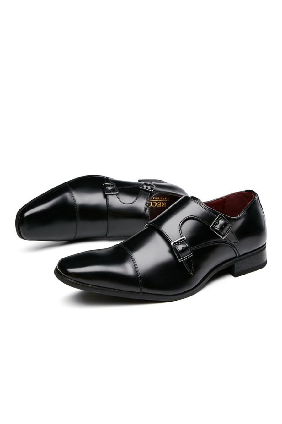 Homrain Monk Strap Men'S Leather Slip-On Dress Shoes | Men'S Shoes