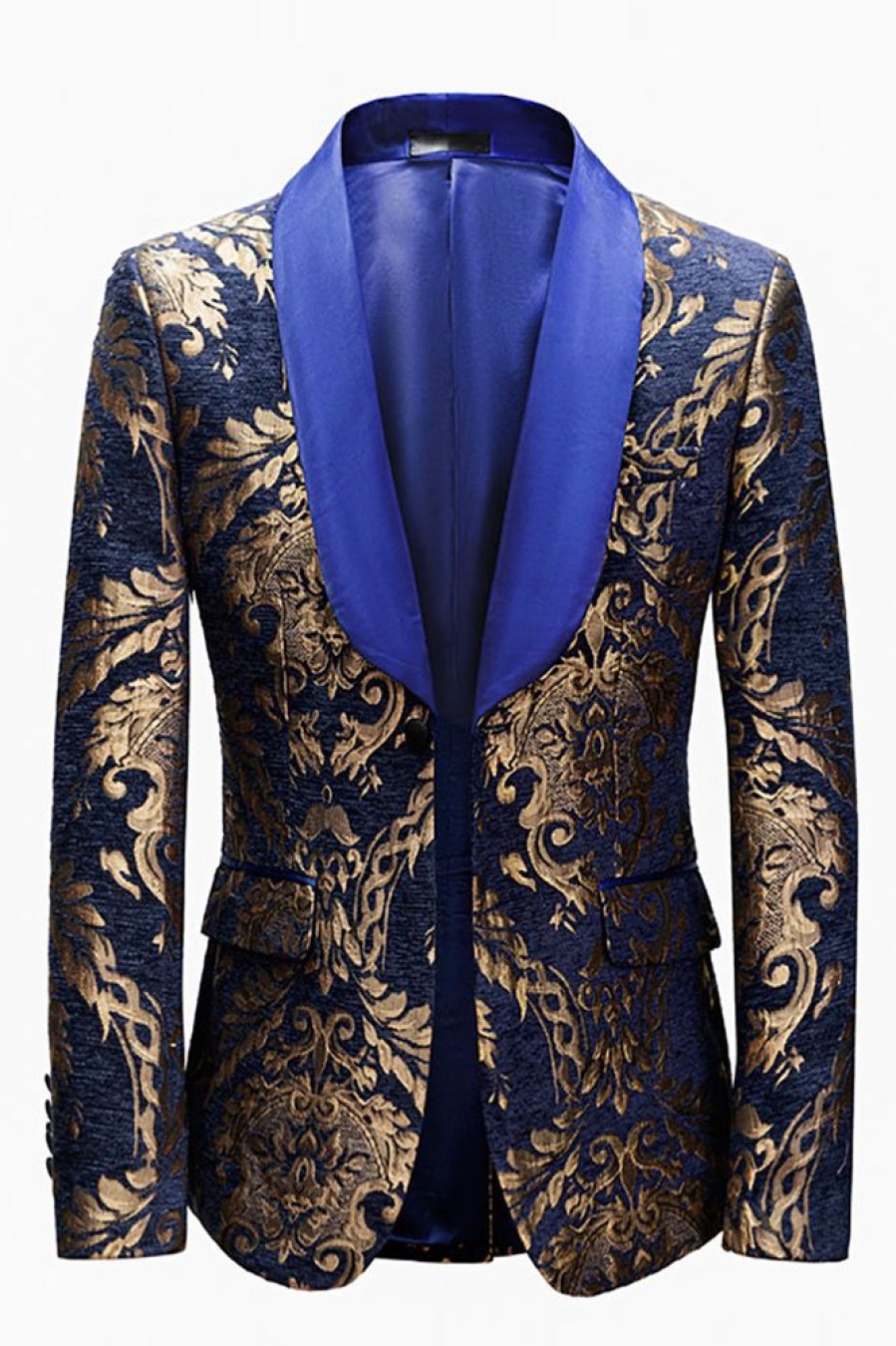 Homrain Royal Blue Men'S Blazer With Jacquard | Prom Suits