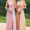 Homrain Floral Print Orange Bridesmaid Dress | Boho Bridesmaid Dresses