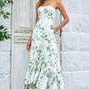 Homrain Asymmetrical Printed Long Wedding Party Dress With Strapless | Bridesmaid Dresses 2024