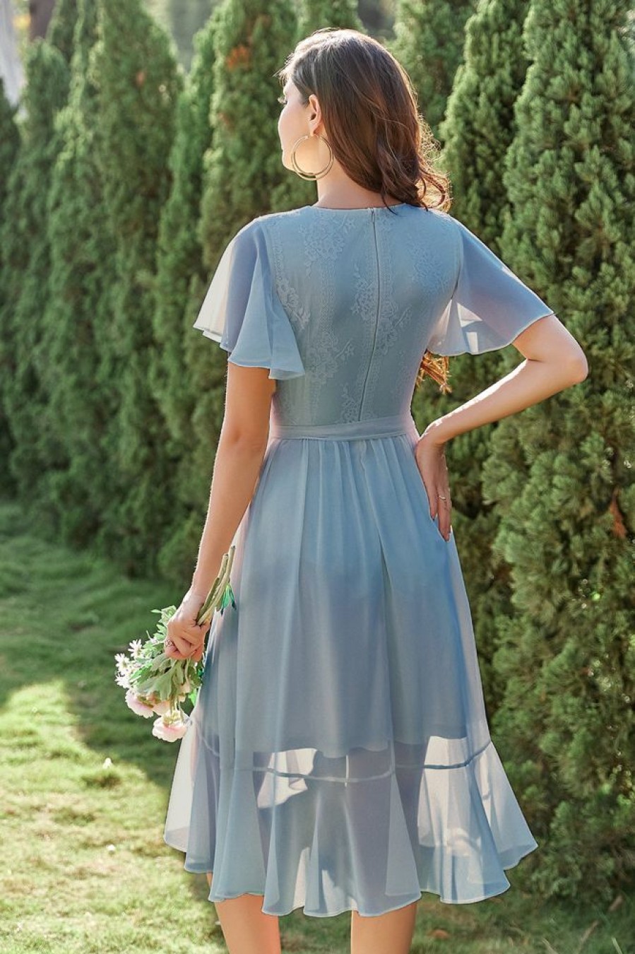 Homrain Chiffon Wrap Cocktail Dress | Bridesmaid Dress Under 100