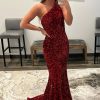 Homrain Mermaid Sequins Long Prom Dress | Red Prom Dresses