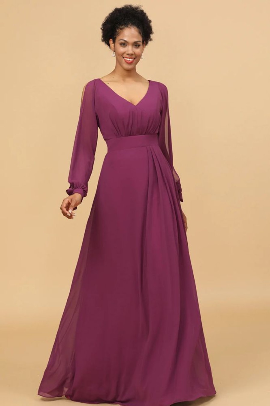 Homrain Long Sleeves Cold Shoulder Bridesmaid Dress | Bridesmaid Dress Under 100