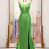 Homrain Bright Mermaid Spaghetti Straps Long Prom Dress With Slit | Green Prom Dresses