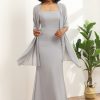 Homrain Square Neck Mermaid Bridesmaid Dress With Cape | Bridesmaid Dress Under 100