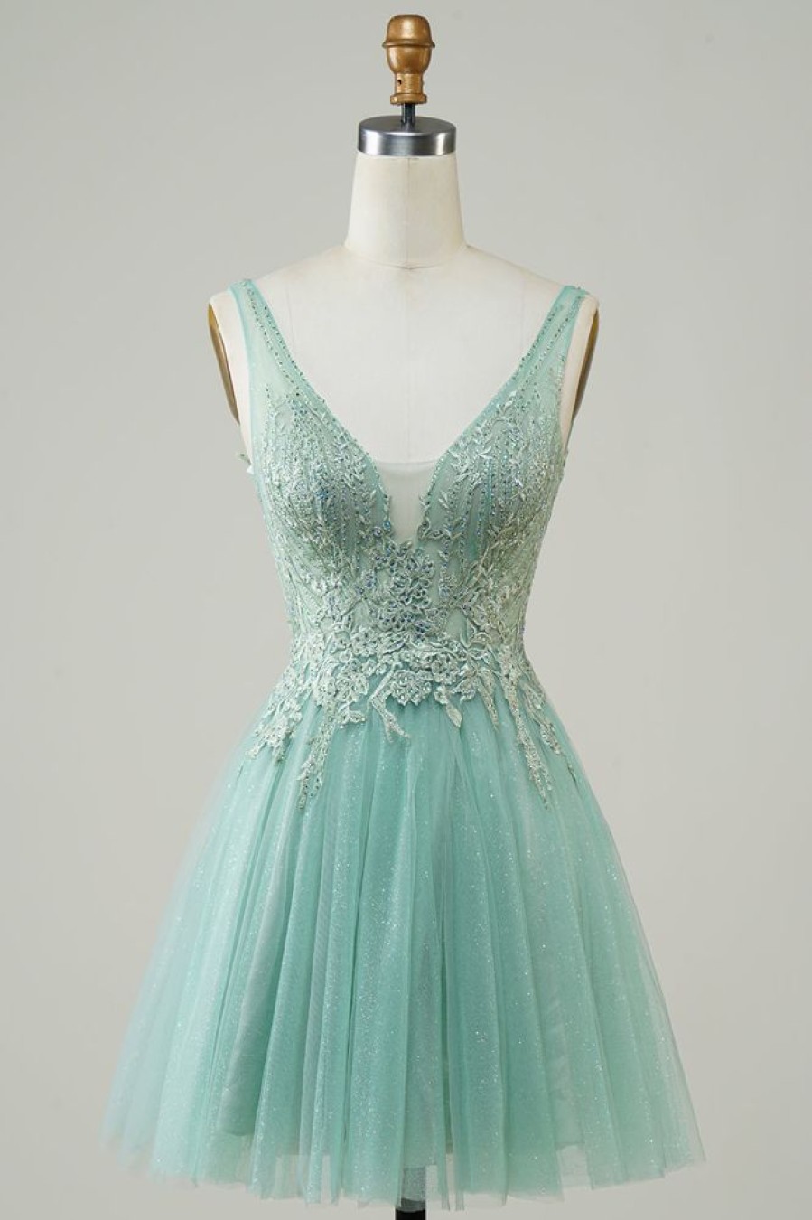 Homrain A Line Cute Homecoming Dress With Appliques | Green Hoco Dresses