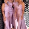 Homrain One Shoulder Mermaid Long Bridesmaid Dress With Ruffles | Wedding Guest Dresses