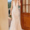 Homrain Mermaid Deep V Neck Lace Wedding Dress With Appliques | Beach Wedding Dresses