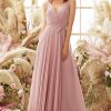 Homrain Blush V Neck Long Chiffon Bridesmaid Dress | Bridesmaid Dresses