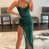 Homrain Spaghetti Straps Asymmetrical Prom Dress | Green Prom Dresses