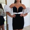 Homrain Detachable Sleeves Velvet Tight Short Homecoming Dress | Black Hoco Dresses