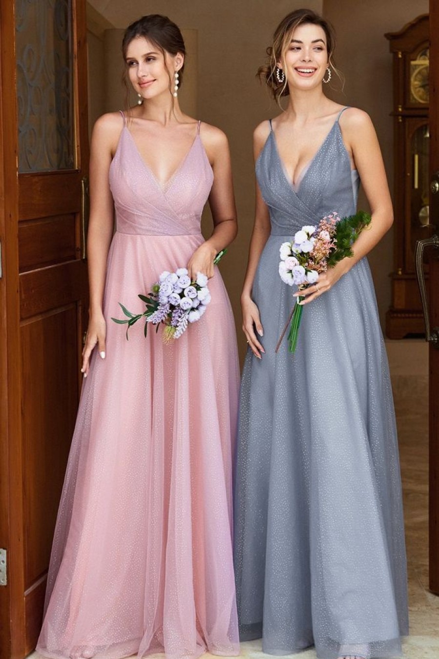 Homrain A Line Spaghetti Straps Bridesmaid Dress | Wedding Guest Dresses