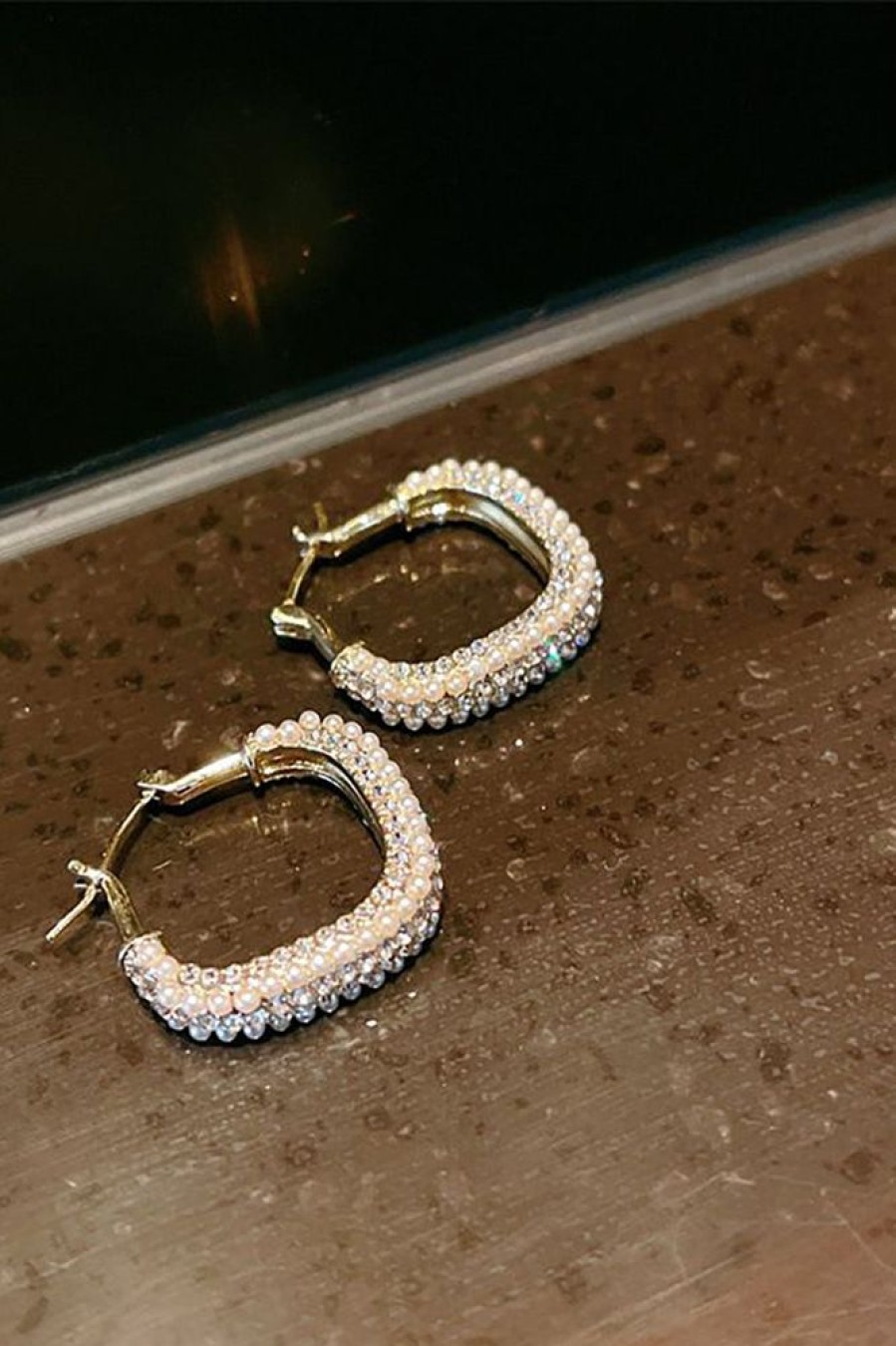 Homrain Simple Geometric Pearl Earrings | Bridal Accessories