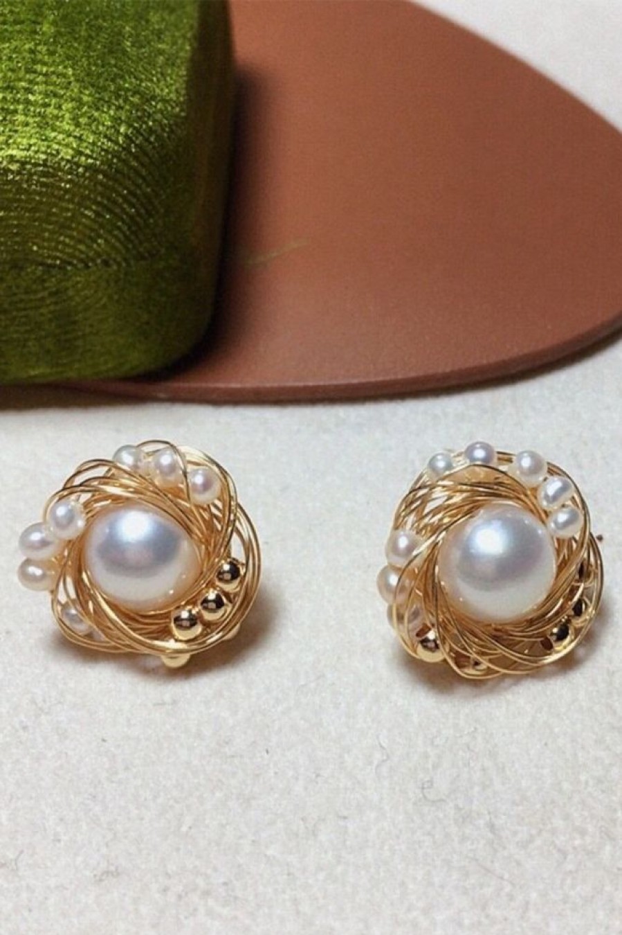 Homrain Natural Pearls Metal Earrings | Earrings