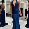 Homrain Mermaid Backless Long Prom Dress | Blue Prom Dresses