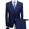 Homrain Navy 3 Pieces Slim Fit Tuxedo Suits | Wedding Suits