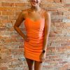 Homrain Spaghetti Straps Homecoming Dress | Orange Hoco Dresses