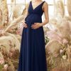 Homrain V Neck Long Maternity Bridesmaid Dress | Bridesmaid Dresses