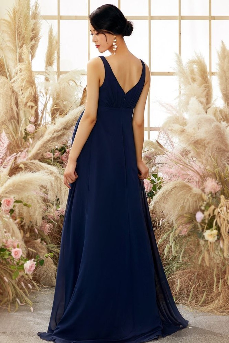 Homrain V Neck Long Maternity Bridesmaid Dress | Bridesmaid Dresses