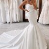 Homrain Strapless Satin Long Mermaid Wedding Dress | Mermaid Wedding Dresses