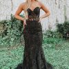 Homrain Strapless Prom Dress With Appliques | Black Prom Dresses