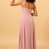 Homrain A Line Spaghetti Straps Long Bridesmaid Dress With Split Front | Dusty Rose Bridesmaid Dress