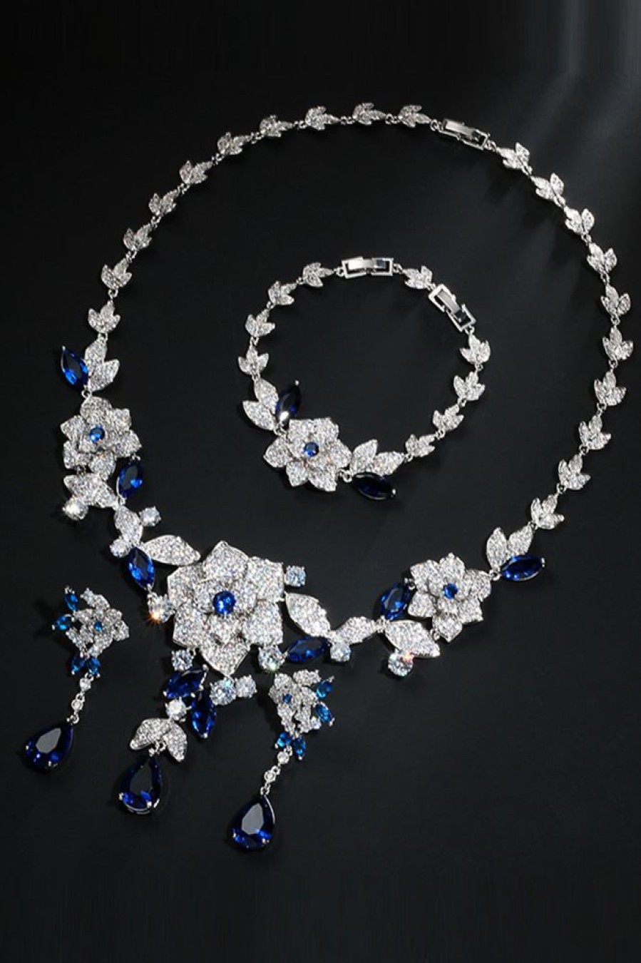 Homrain Flower Bracelet Necklace Jewelry Set | Bridal Accessories