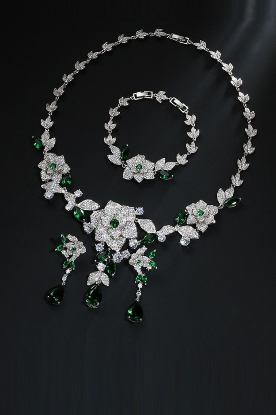 Homrain Flower Bracelet Necklace Jewelry Set | Bridal Accessories