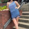 Homrain Sparkly Sequined One Shoulder Tight Short Homecoming Dress With Fringes | Blue Hoco Dresses