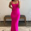 Homrain Hot Pink Satin Mermaid Prom Dress | Hot Pink Prom Dresses