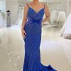 Homrain Sparkly Mermaid Long Prom Dress With Sequins | Blue Prom Dresses