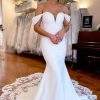 Homrain Boho Mermaid Off The Shoulder Long Wedding Dress With Lace | Lace Wedding Dresses