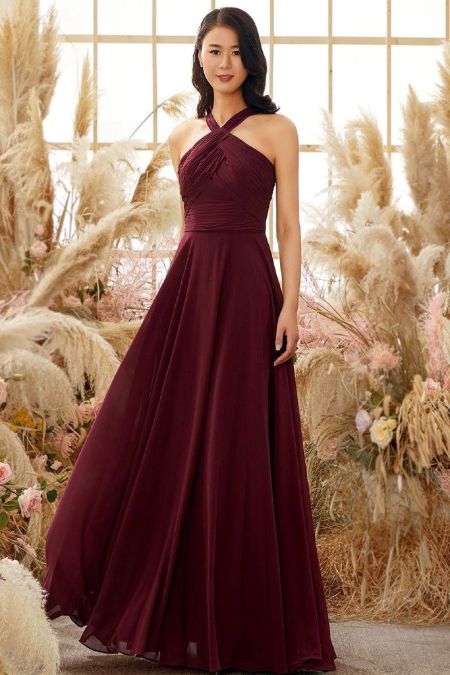 Homrain Halter Chiffon Bridesmaid Dress | Bridesmaid Dress Under 100