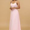 Homrain Spaghetti Straps Chiffon Bridesmaid Dress | Dusty Rose Bridesmaid Dress