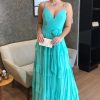 Homrain Tiered Spaghetti Straps Long Bridesmaid Dress | Wedding Guest Dresses