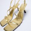 Homrain Gold Stiletto High Heels | Shoes