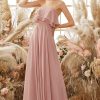 Homrain Elegant Strapless Chiffon Bridesmaid Dress | Dusty Rose Bridesmaid Dress