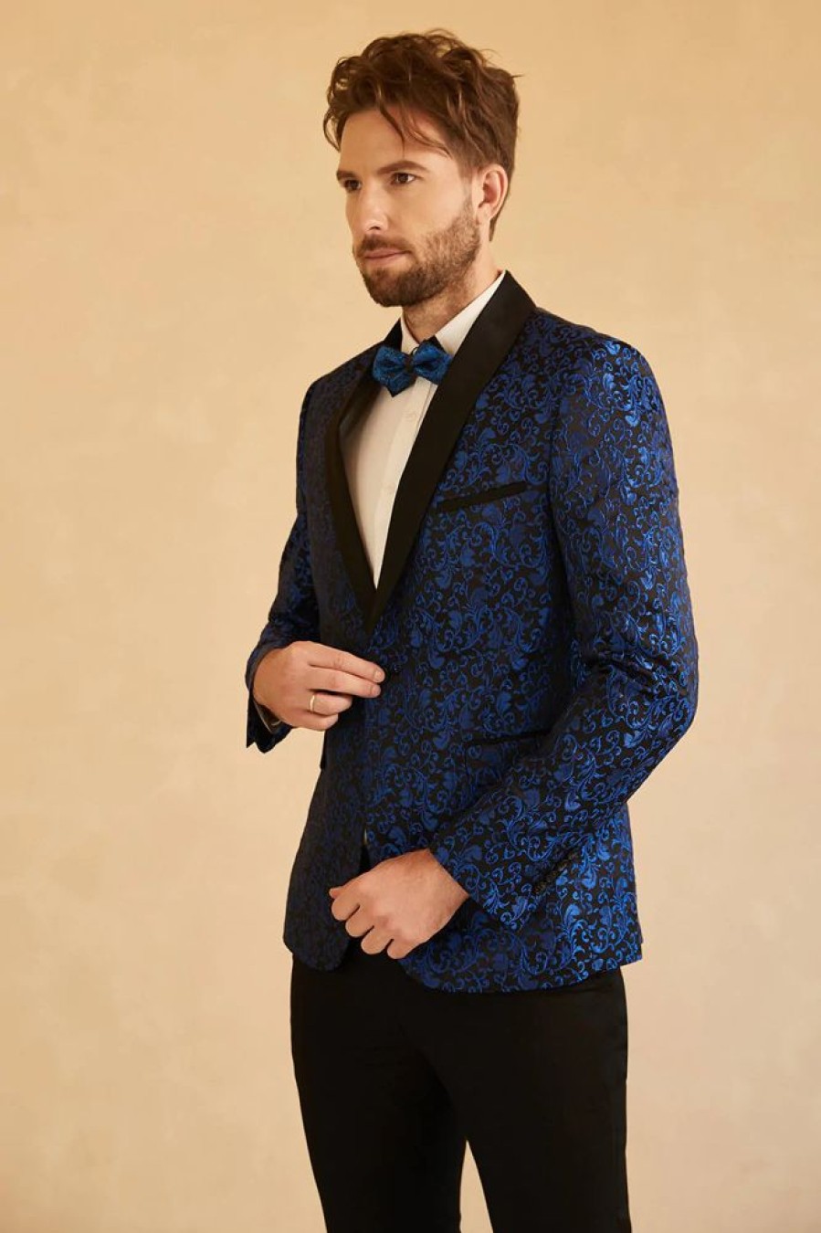 Homrain Shawl Lapel Jacquard One Button Men'S Prom Blazer | Men Blazers