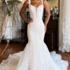 Homrain Mermaid Lace Sweep Train Long Wedding Dress | Lace Wedding Dresses