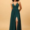 Homrain Chiffon Spaghetti Straps Bridesmaid Dress With Slit | Wedding Guest Dresses