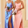 Homrain Sheath Long Bridesmaid Dress With Slit | Wedding Guest Dresses